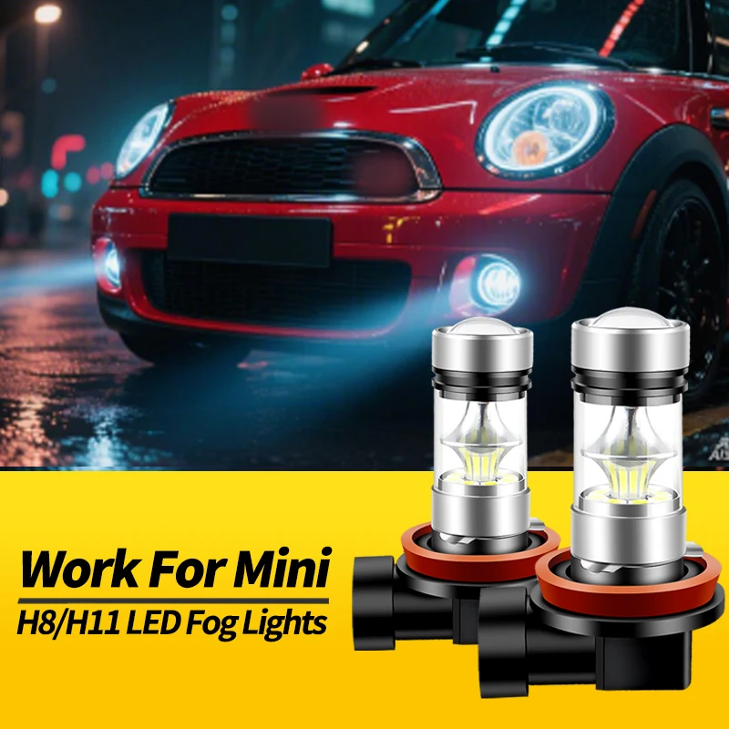 2PCS H8 H11 LED Fog Light Bulbs Canbus For Mini R50 R53 04-06 F55 F56 13-17 R56 06-13 F54 14-19 R55 07-15 R52 04-2007 F57 15-up