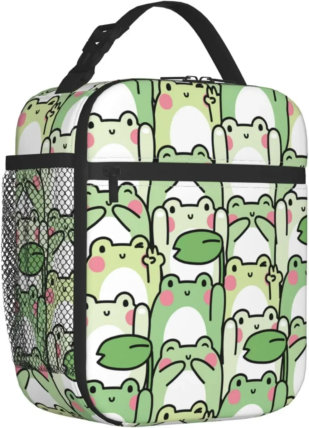 Cute Frog Lunch Box for Kids Women Men Green Lunch Bag Cooler Tote Insulated Container Gifts Office Picnic Travel Work