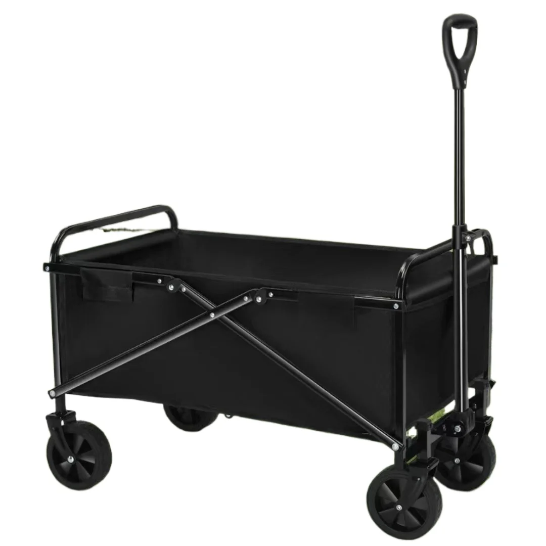 Outdoor camping cart, foldable, portable, hand-pulled trolley, swivel wheels, large capacity, heavy load-bearing