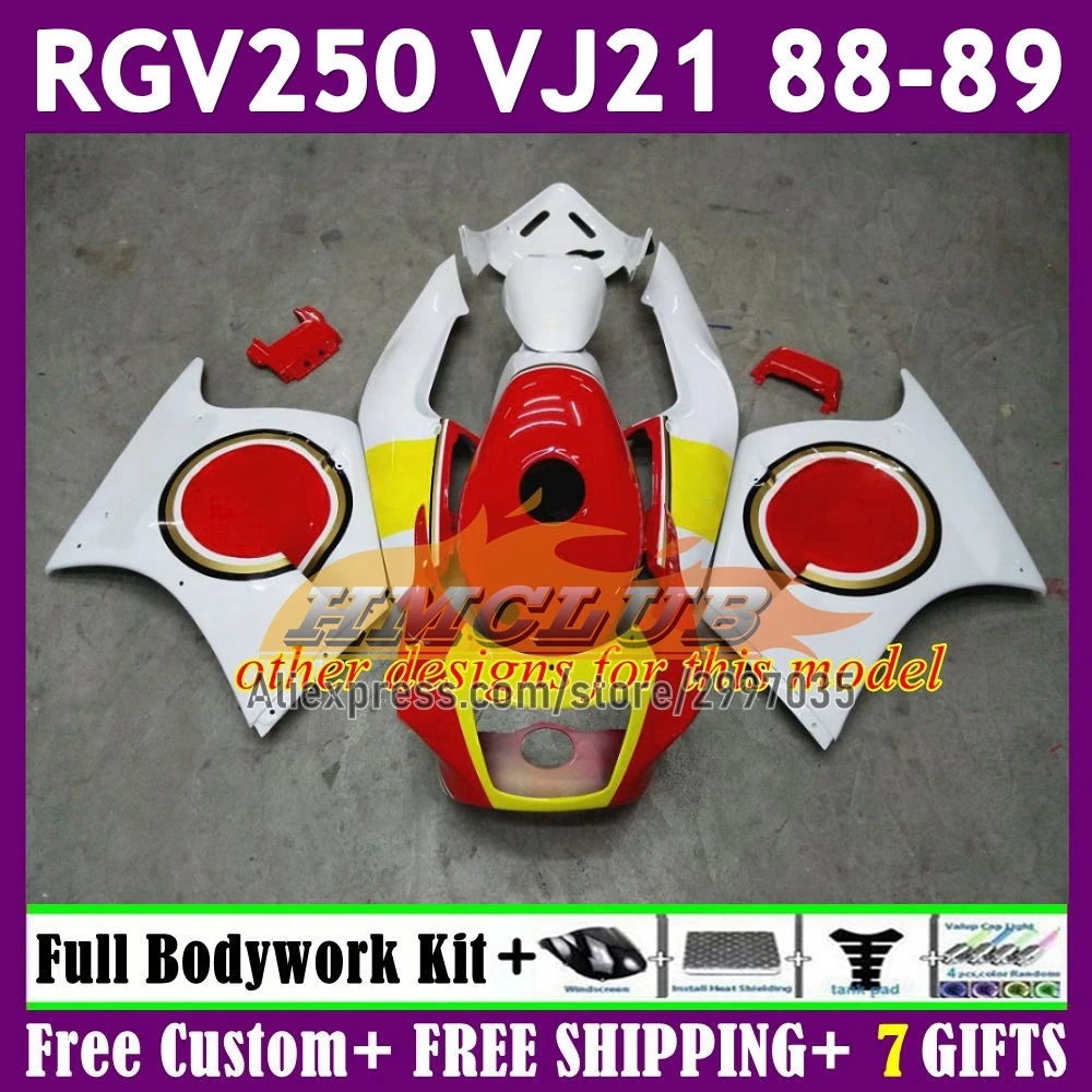 هيكل لسوزوكي مخزون أبيض SAPC VJ21 RGV250 VJ 21 هيكل السيارة 58 رقم 189 RGVT-250 RGV-250 1988 1989 RGV 250 RGVT250 88 89 Fairings