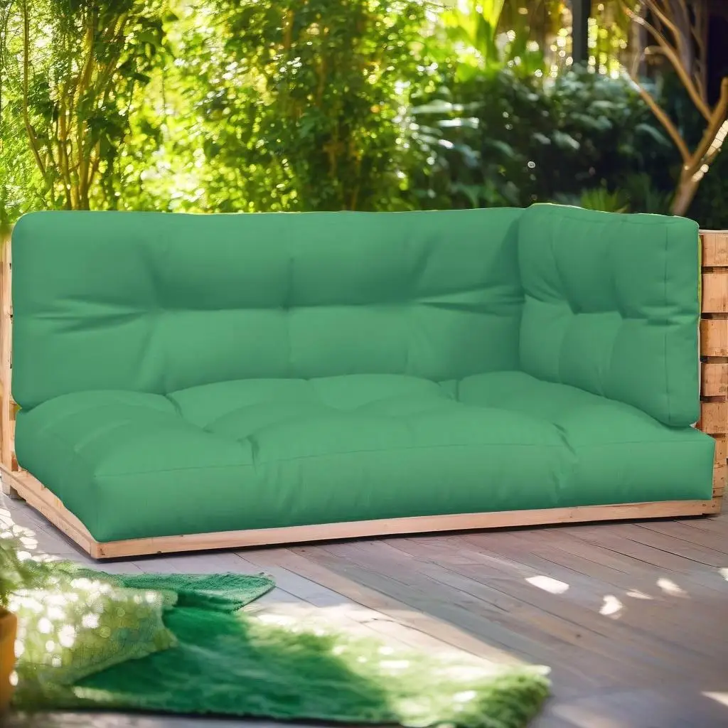 3-Piece Green Fabric Pallet Cushion Set for Outdoor Comfort