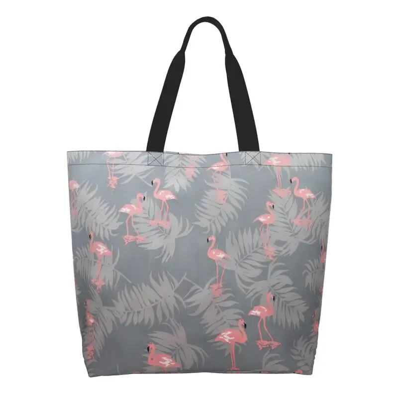 

Flamingo leaves Large capacity Women's shoulder Bag Shopper Canvas Letter Fashion Single shoulder shopping Tote printed handbag