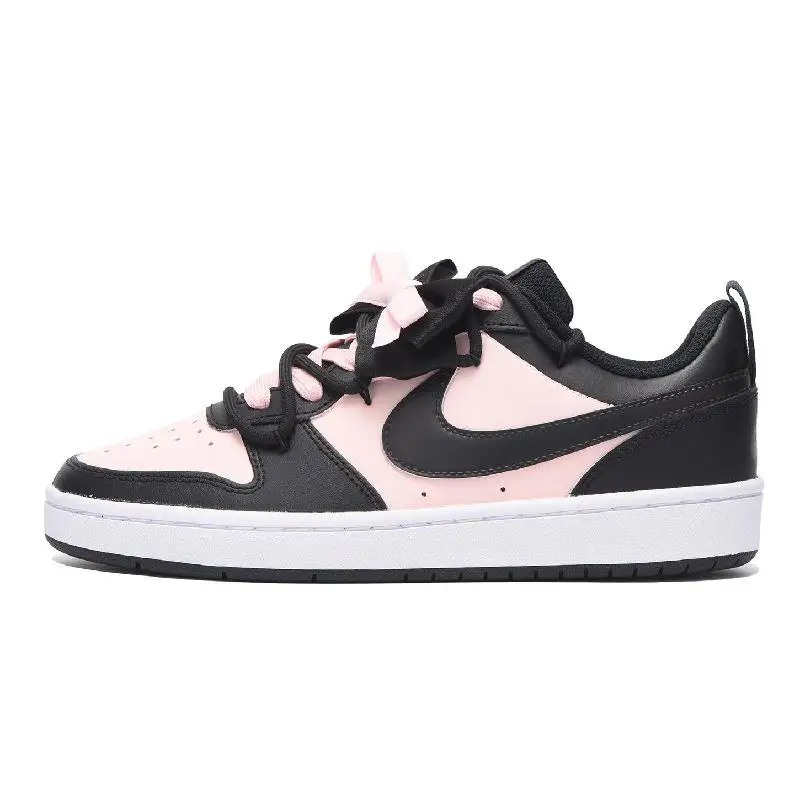 

【Настроить】Nike Court Borough Обувь для скейтбординга Женские низкие черные/розовые кроссовки BQ5448-115
