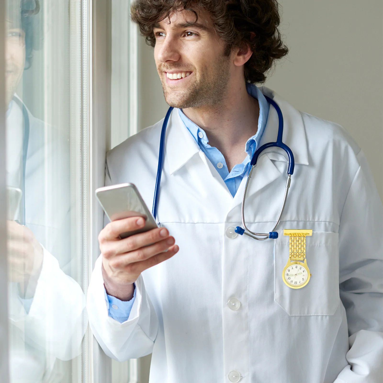 1 قطعة ساعة جيب ممرضة تصميم مشبك دقيق دائم مضيئة الهاتفي سهلة التراجع الكلاسيكية الطبيب ساعة معلقة شارة طية صدر السترة #5