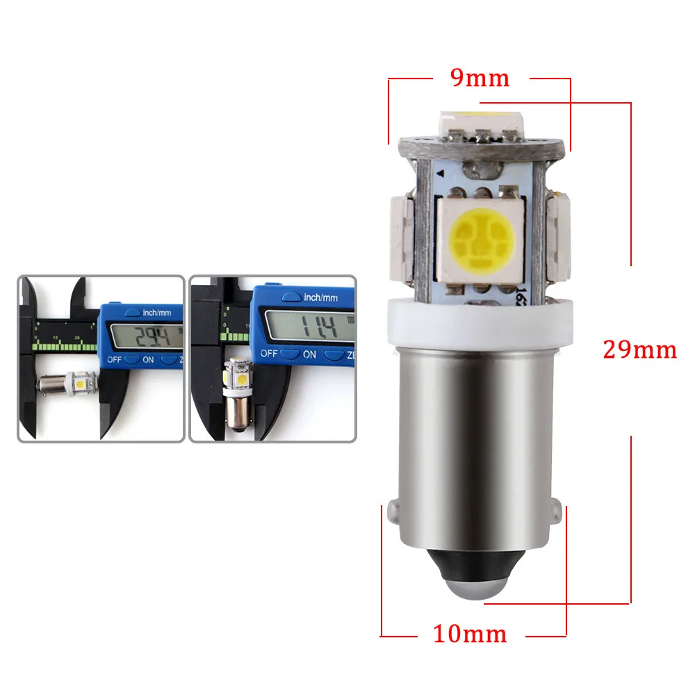 

500 шт., автомобильные лампы BA9S 5050, 5 SMD, Φ 12V, лампы для интерьера автомобиля, чтение детской лампы