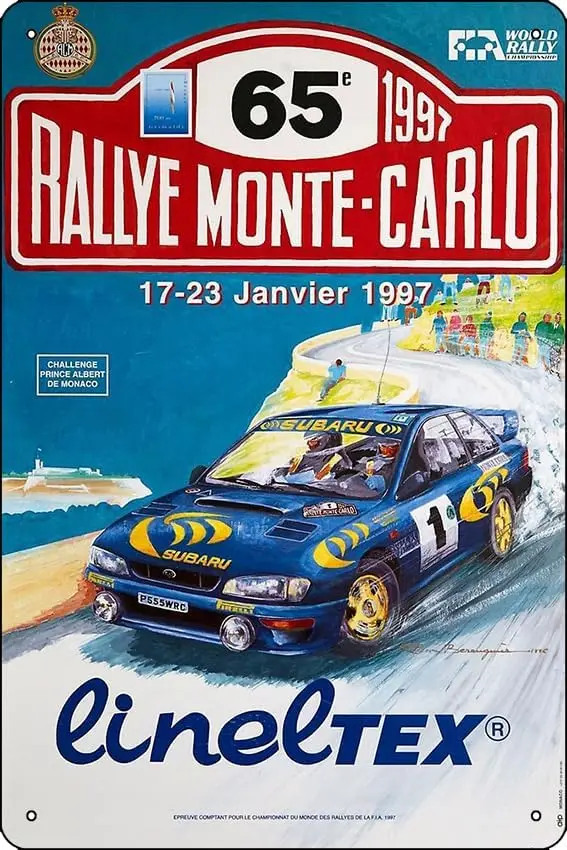 Vintage 1998 Monte Carlo Rally Motor Racing Poster Metal Tin Sign Fun Home Art Wall Decor 8x12 Inch