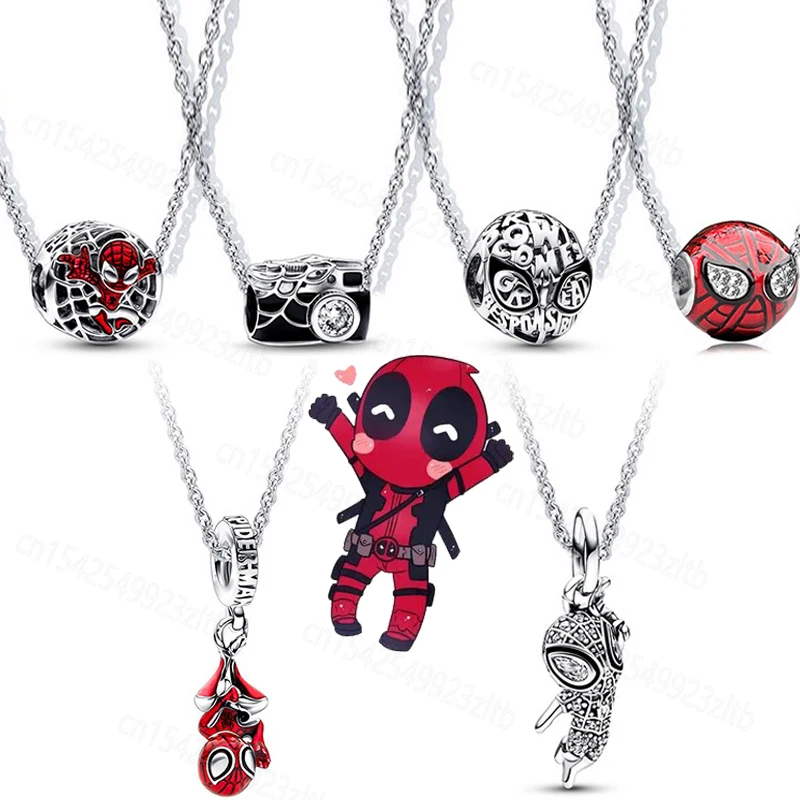 Disney Unique Spider-Man Charms Beads for Original Silver Pendant Necklace Jewelry DIY Surprise Gifts Fans Children Gifts