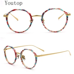 Round Women Pure Titanium Eyeglass Frame Men Optical Glasses Frame Full Rim Retro Lightweight Metal Prescription Vintage Eyewear