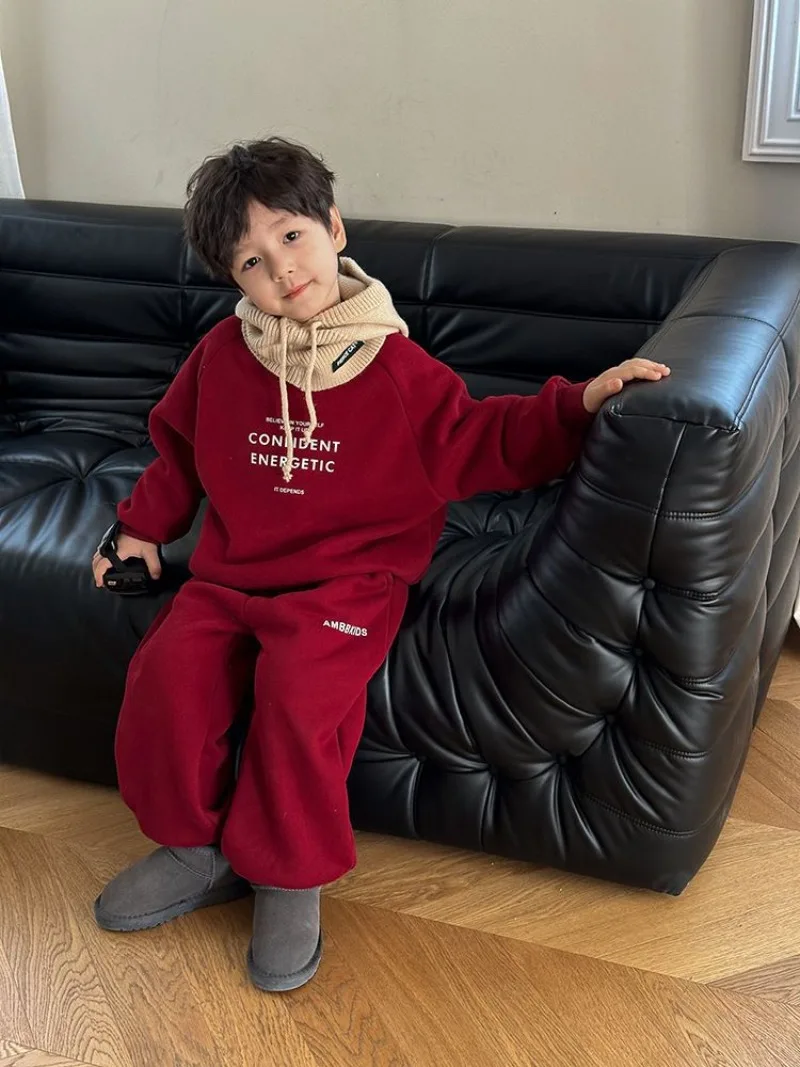 RAISE Winter-Set für Teenager-Jungen, 2-teiliges Kleidungsset, Sweatshirt mit Buchstabenmuster und Fleece-Unterhose, warmes, dickes Kinder-Outfit für Jungen. – Detail 15