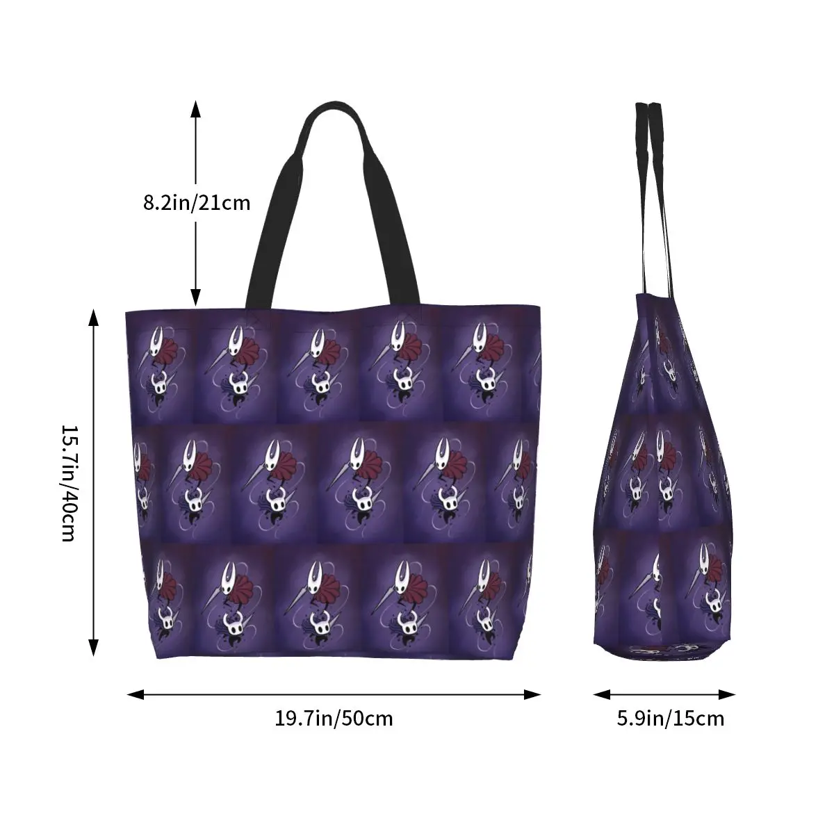 Anime Game Hollow Knight Shopping Tote Bag Canvas Large Capacity Shoulder Bags Shopper Grocery Handbag for Women