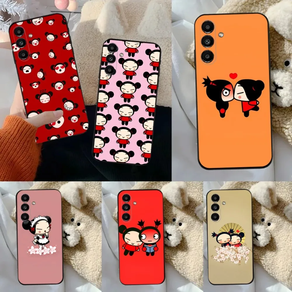 P-Pucca And Cute G-garu Phone Case For Samsung S24,23,22,30,21,10,9,Ultra,Plus,Lite,FE,5G Black Soft Case