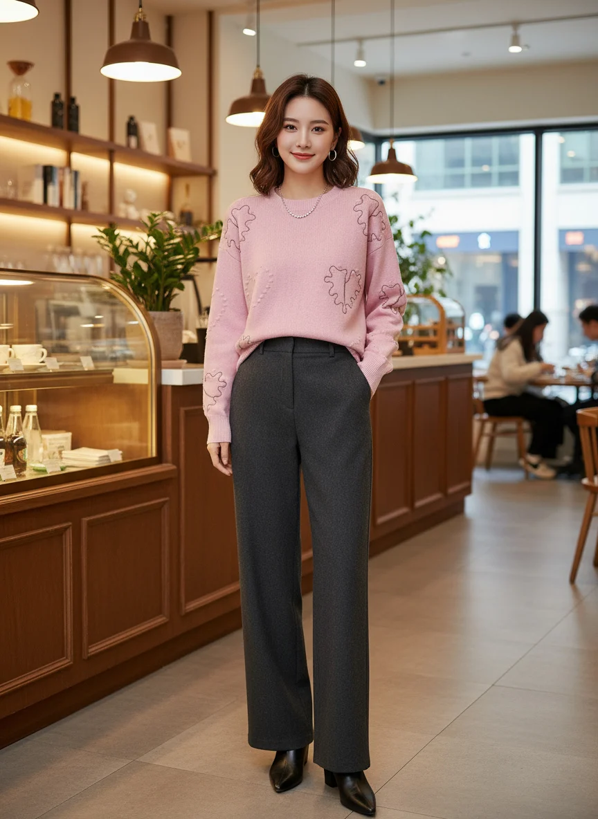 

Осенне-зимняя женская одежда, Новое поступление, ожерелье из бисера, сердце, круглая шея, шерстяная кашемировая ткань