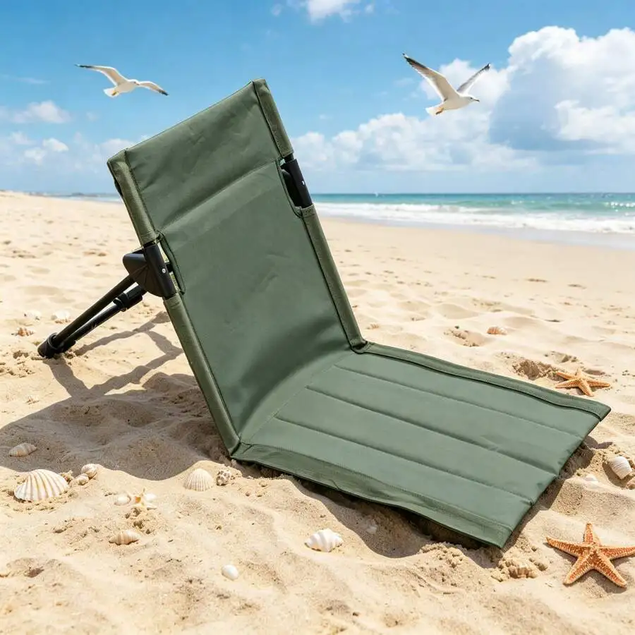 PDZZZD Portable Folding Camping Chair With Rear Storage Pocket & Carry Bag, Lightweight Collapsible Outdoor Chair, 3-Position Ad