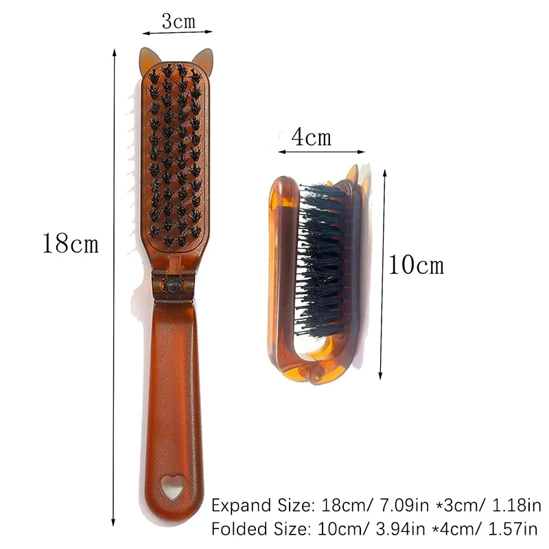 Amber Folding Comb Portable Travel Straight Hair Curl Comb For Beard Pocket Bristle Comb Hair Brush For Salon Styling Tools