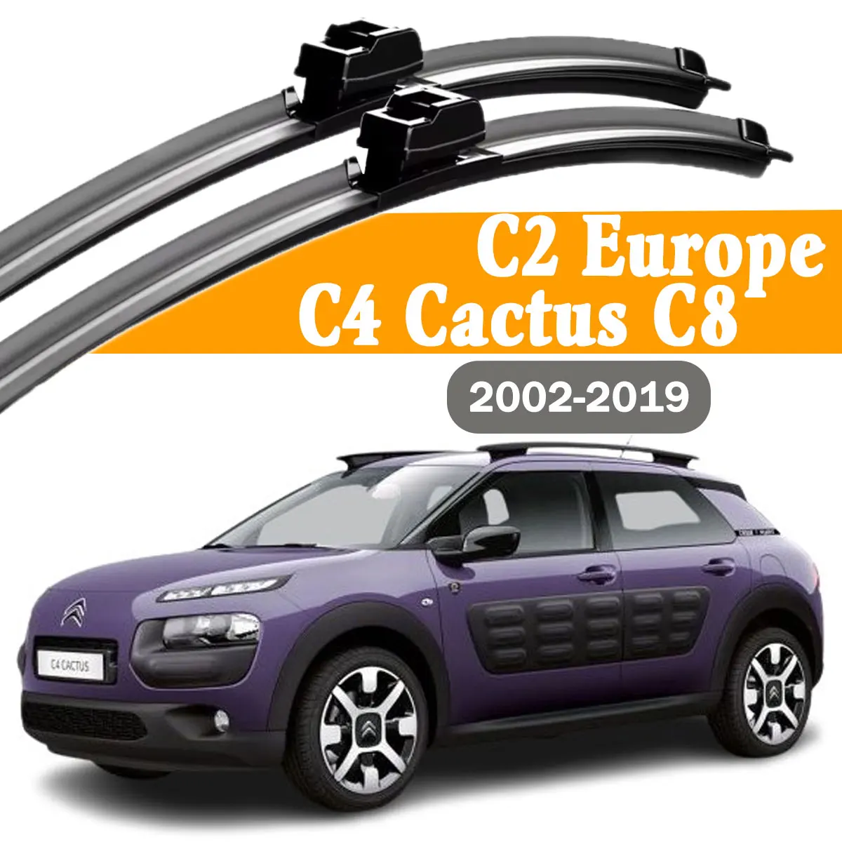 2PCS Car Front Windshield Wiper Blade For Citroen C2 Europe C4 Cactus C8 2002-2019 Windscreen Window Rain Brushe Accessories
