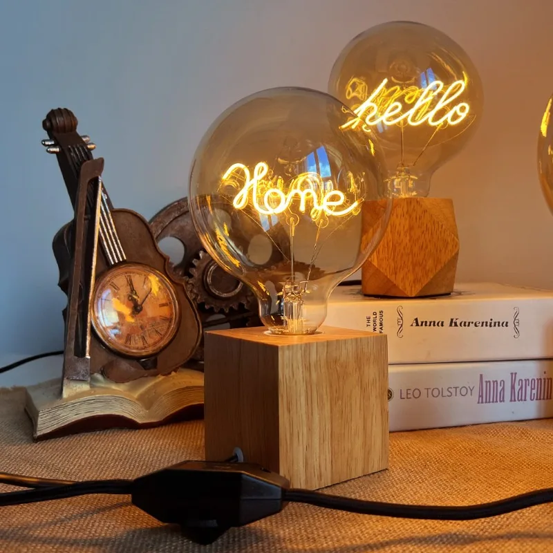 Neon Warm Light Edison Bulb E27 Screw Filament Lamp LED Strobe Free Eye Protection Personality Creative Letter Love Retro Lamp