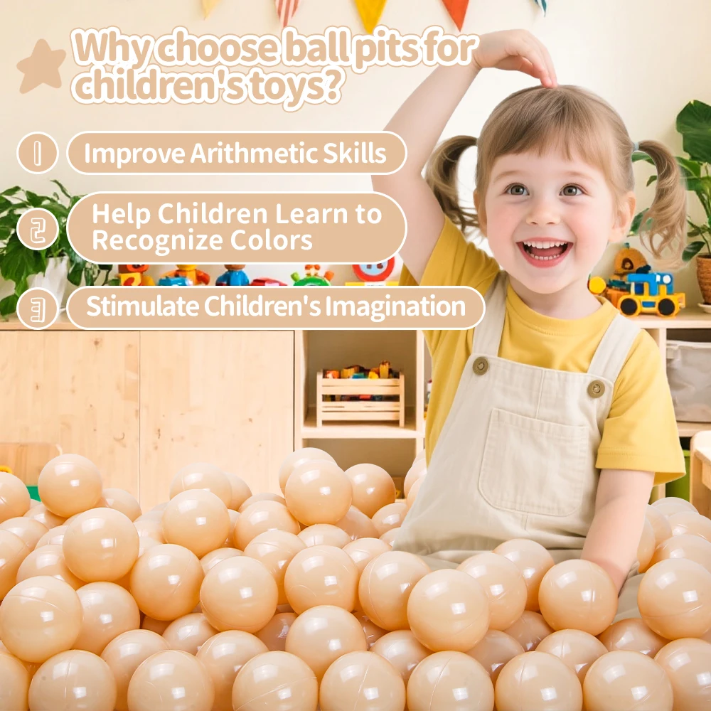 100 peças 2.16 polegadas engrossar bolas de plástico cor sólida para crianças centro de atividades brinquedos de casa de brincar com saco de malha