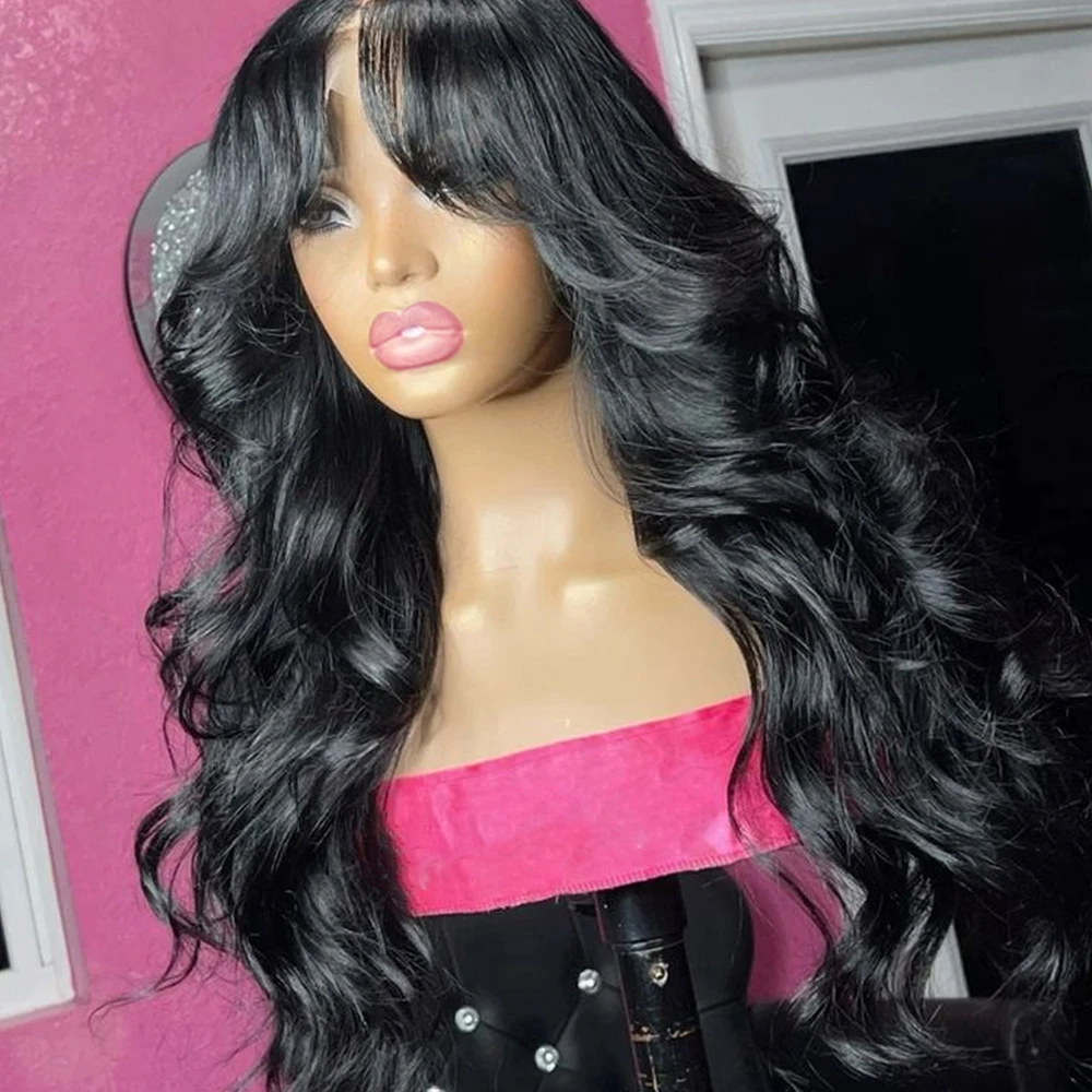 

Geeta Hair Loose Body Wave Transparent Lace Front Wig 13x4 13x6 Human Hair Lace Frontal Wig Loose Curly Wigs With Curtain Bangs