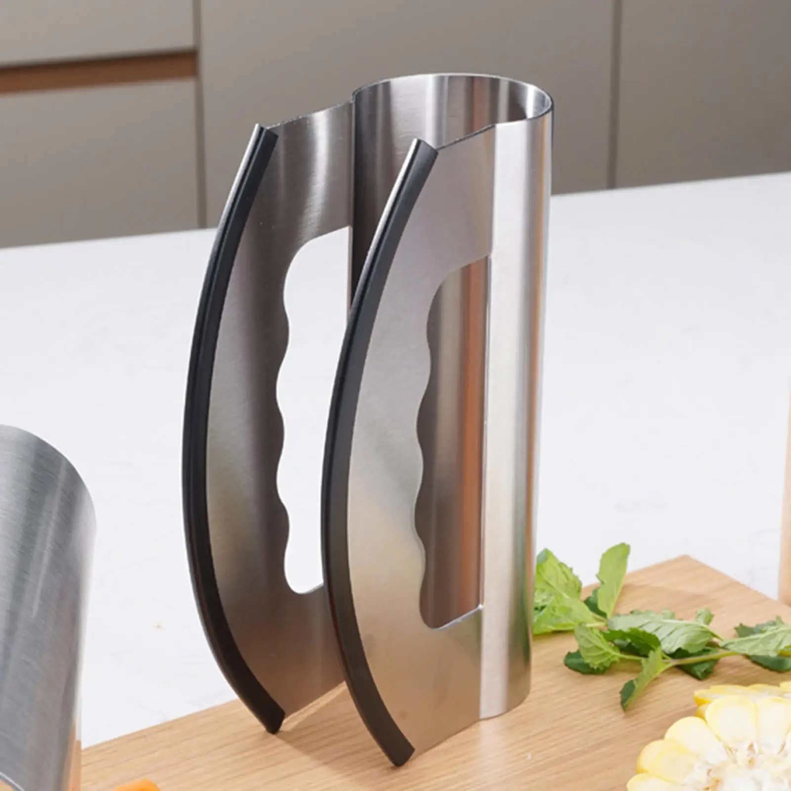 Salad Chopper Cutter Tool with Stainless Steel Double Blade for Vegetable Herb Lettuce Mince Kitchen Hand Knife Portable Camping