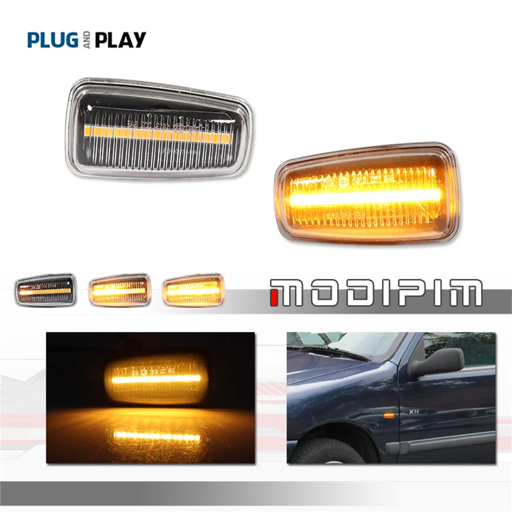 

Dynamic Amber LED Front Side Marker Turn Signal Lights For Fiat Ulysse For Citroen ZX Xsara XM Break For Peugeot Partner Expert