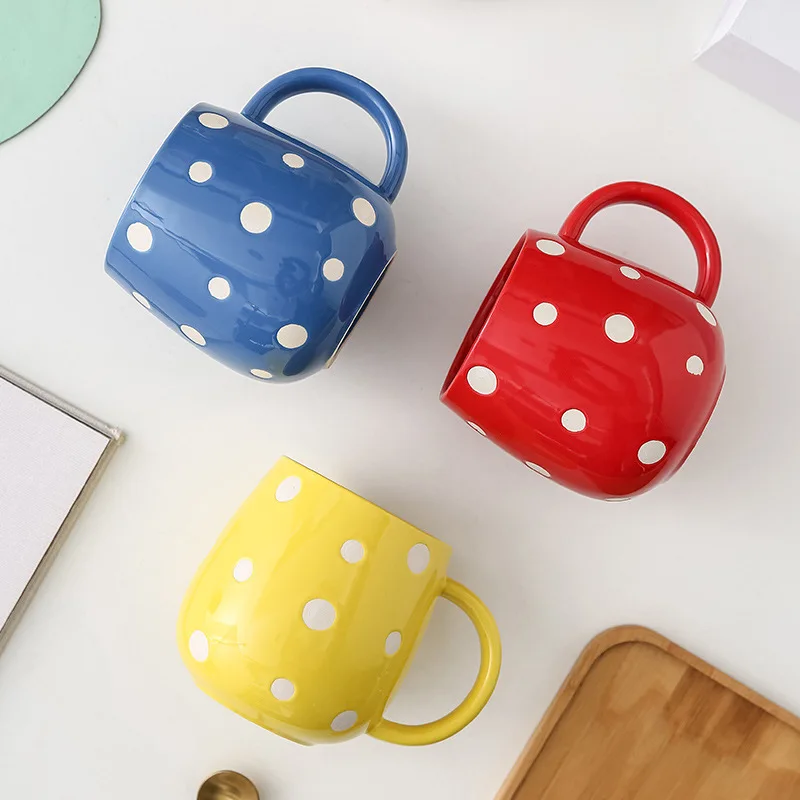 

Large Capaci Cerc Cup Creative Polka Dot Drinking Water Cup for Home Office Women's Sle Ins Fre Simple Mark Cup