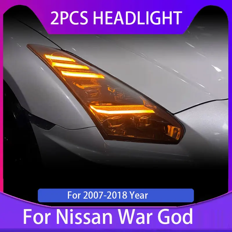 Suitable for 2007-2018 Nissan God of War GTR headlight assembly R35 modified lightning LED daytime running light headlights