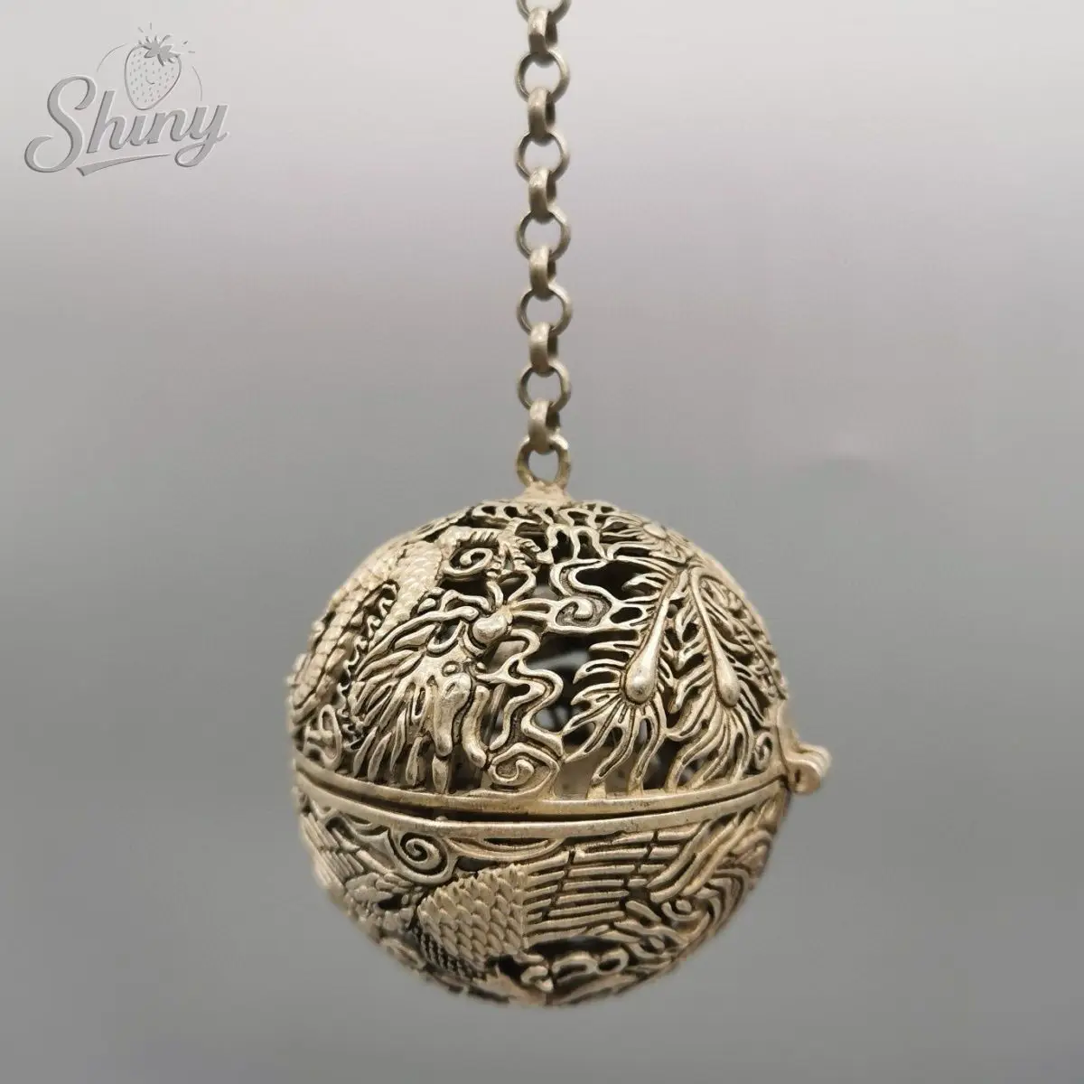 Ancient Chinese Hand Carved Bronze Dragon Phoenix Incense Burner Hollow Fragrance Diffuser Decoration