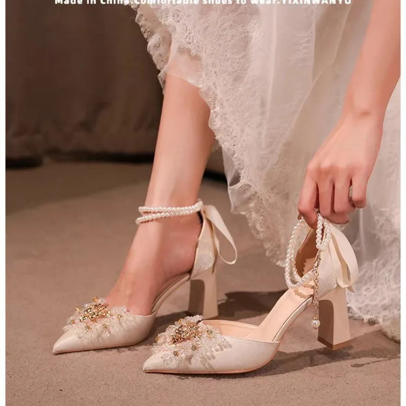 

Kitten Heel Bow Sandals Summer Princess High Heel Sandals