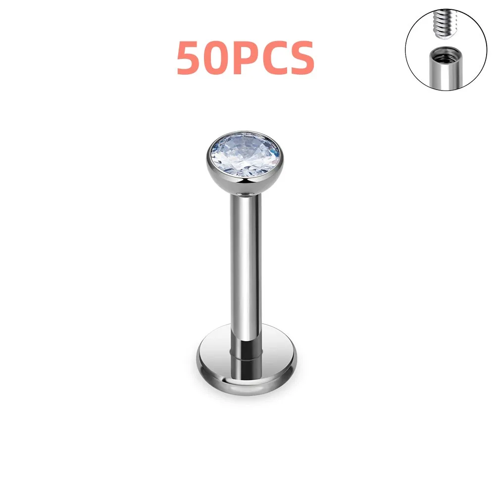 NONE 10/50PCS G23 Titan Innengewinde Tasse Geformt Ohr Knorpel Nagel Einfache Und Modische Perforierte Schmuck Ohr Nagel lip Nagel 4