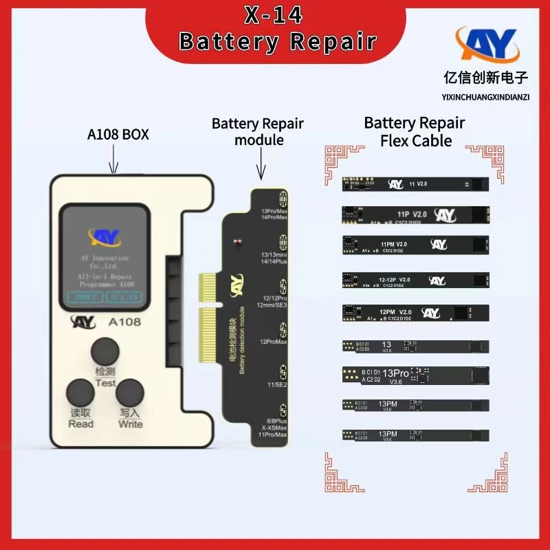 AY A108 Programmer For iPhone X-17Pro Max Dot Matrix Projector True Tone Battery Health Data Change Camera Repair Pop-up Window