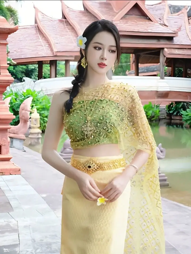 Turismo tailandês verão saia estilo chinês Xishuangbanna Dai saia dança étnica roupas estilo étnico