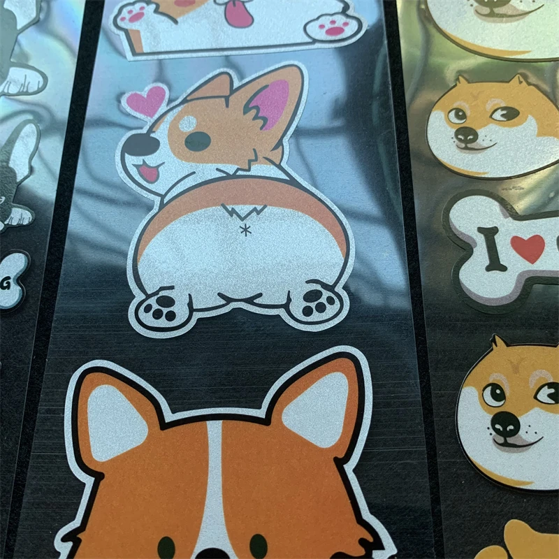 Husky corgi Fadou Shiba Inu stickers Motorcycle reflective waterproof stickers scooter helmet decoration Cover scratch stickers