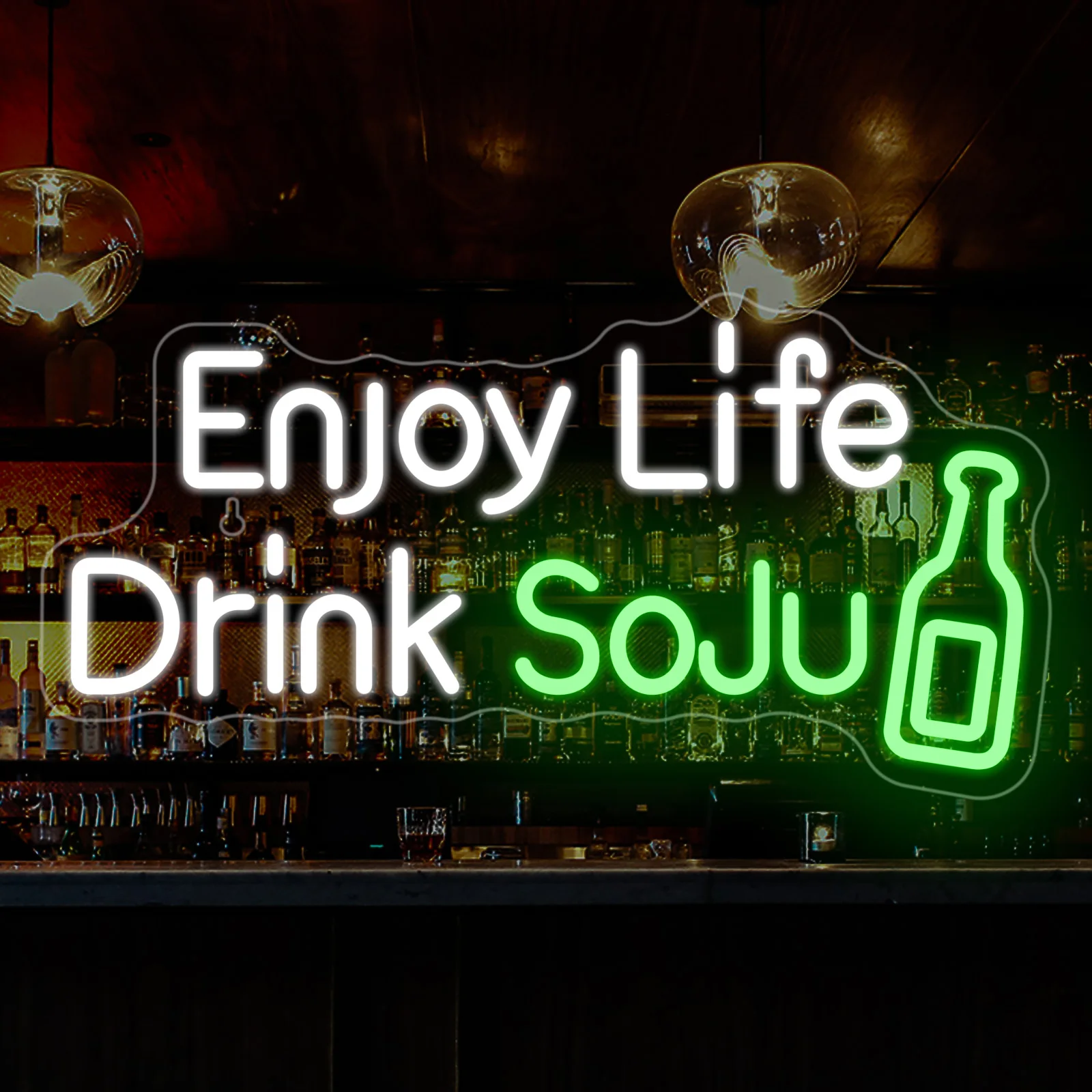 Enjoy Life Drink Soju Neon Sign Beer Letter Logo Wall Decor For Bars Restaurants Shopping Mall Led Light Up Sign Dimmable Lamp