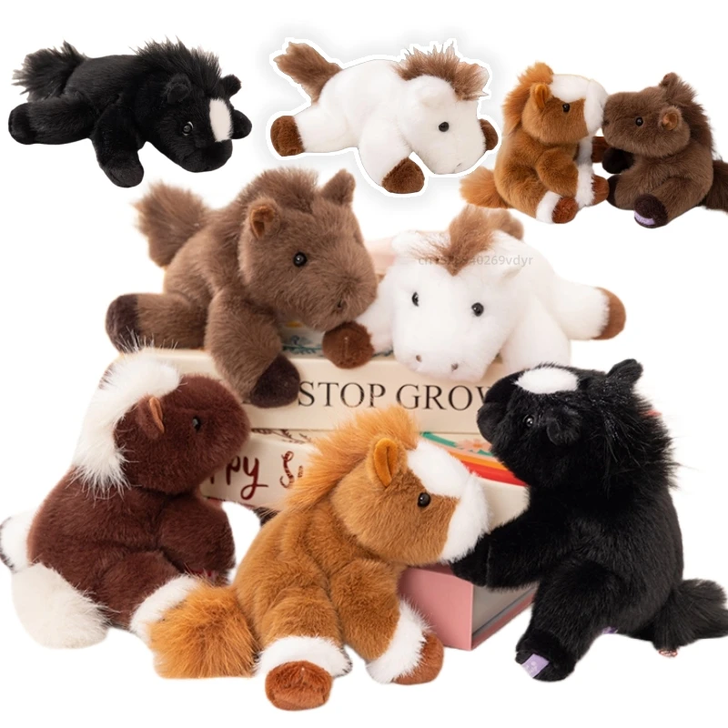 

18/25 см имитация лежачей лошади, плюшевые животные, мягкий коричневый, черный, серый, красный лошадь, белый дракон, лошадь, подарок на день рождения, Рождество, декор для вечеринки