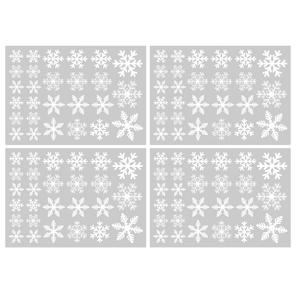 

4 Sheets Snowflake Glass Stickers Reusable Christmas Decor Plastic Xmas Window Decals nament Home Party