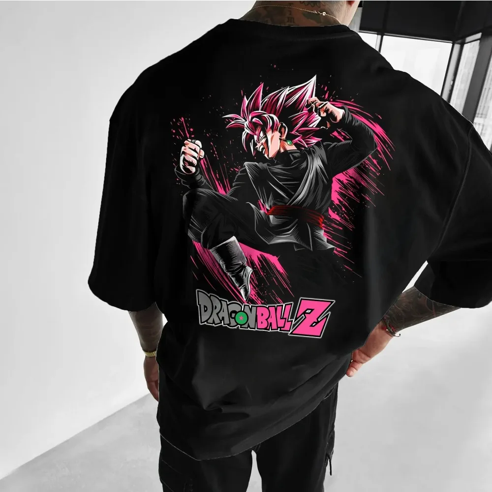 Dragon Ball Z Men's T-shirt Goku Black Summer Anime Tee Spring and Autumn Boys Versatile Retro Short-sleeved Parent-child Wear