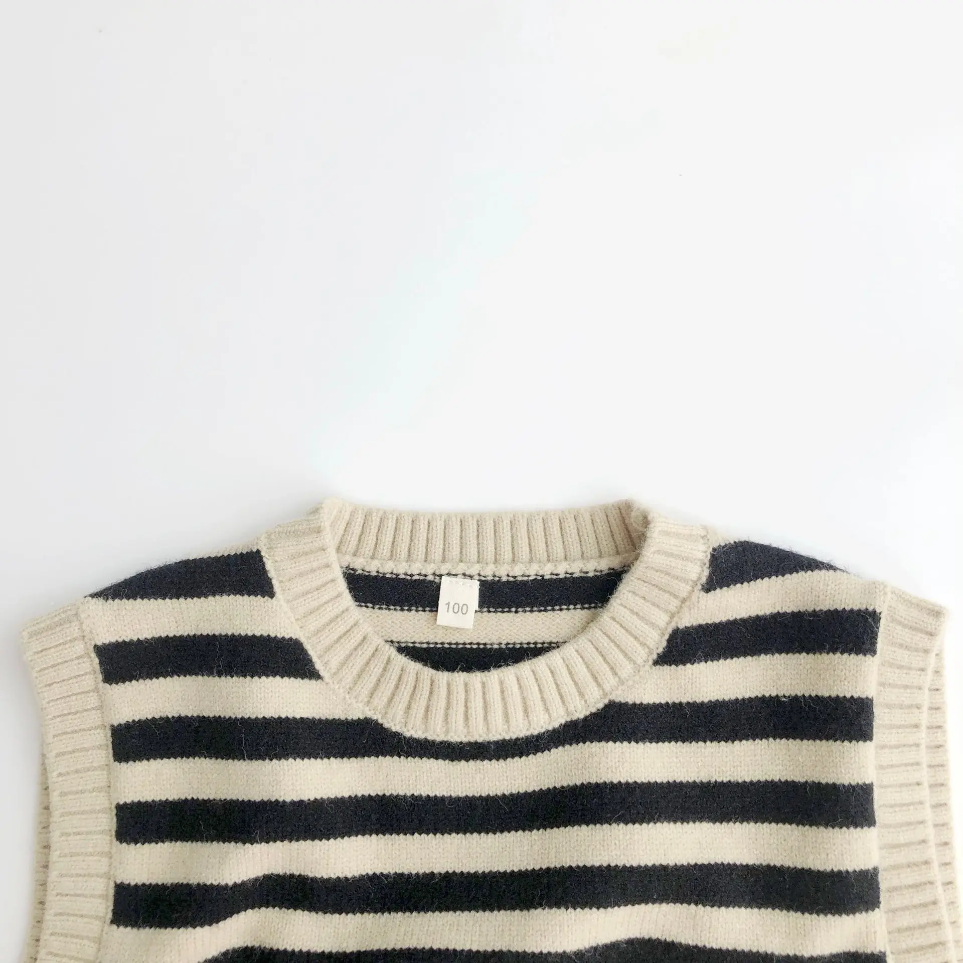 Spring Autumn Baby and Girls Boys Striped Pullover Sweater Waistcoat Kids Knitted Vest Child Outfit Tops For 1-8 Years