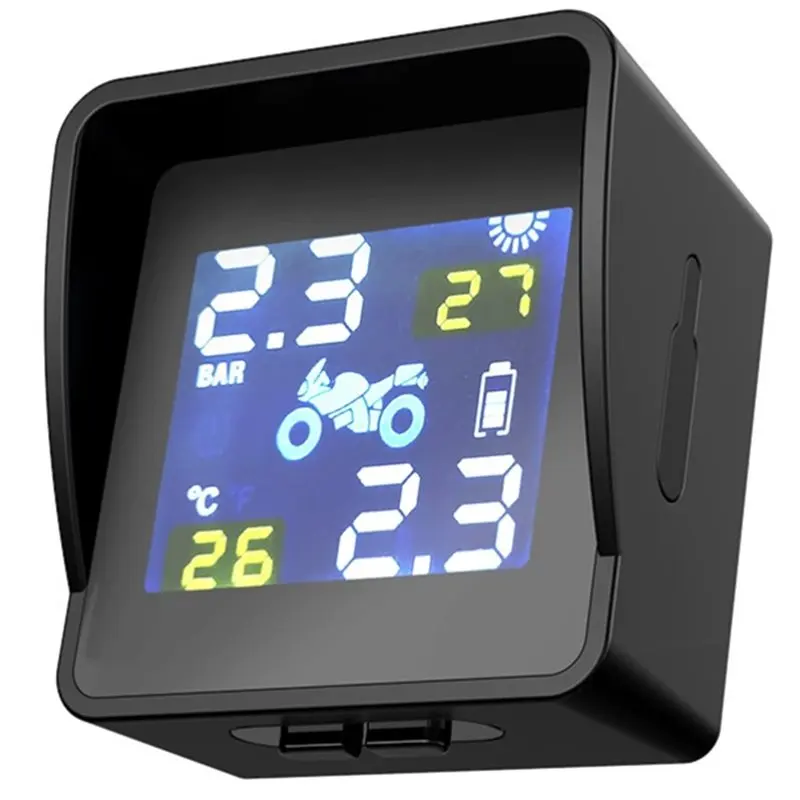 High-Precision TPMS Tire Pressure Monitoring System With Bluetooth For Solar Motorcycle Tyres Alarms 2 Sensors Included