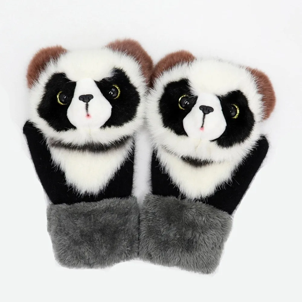 New Fleece Lined Warm Winter Gloves Thickened Animal Pattern Gloves Korean Style Animal Gloves Winter Wear