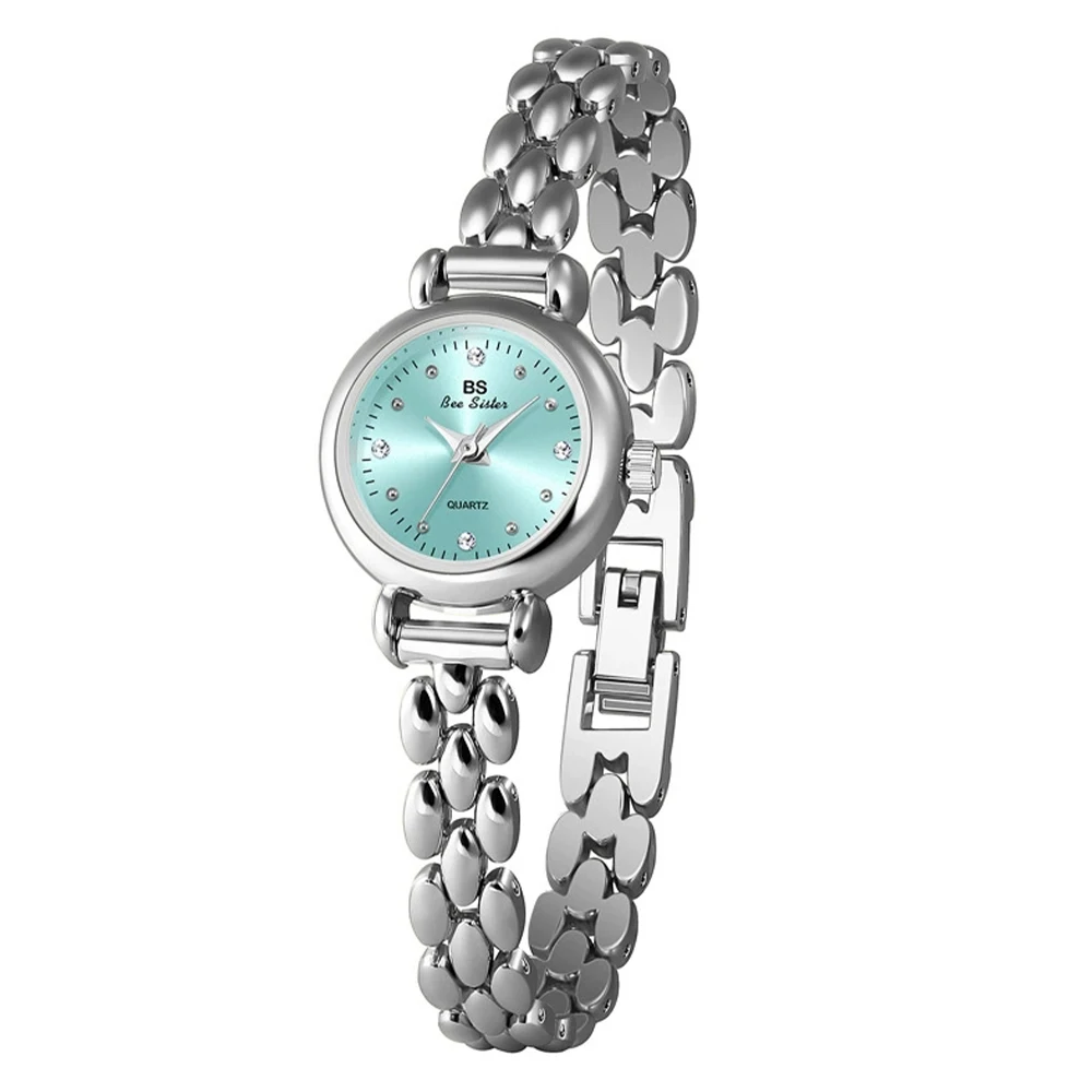 

BS Light Роскошные минималистичные женские часы Голубые часы с ручной цепочкой Элегантные кварцевые женские наручные часы с браслетом