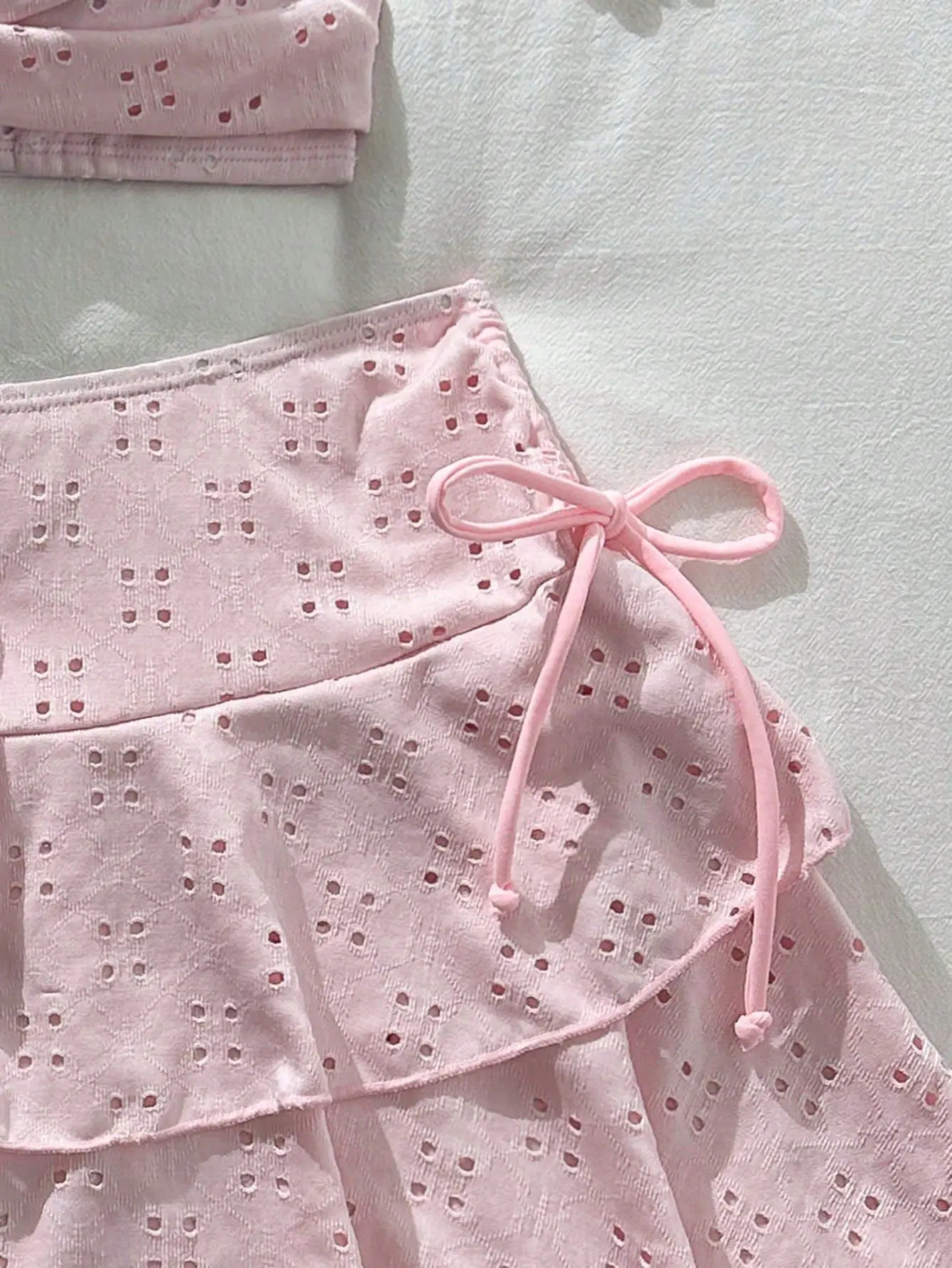 2026 Women's 3 Piece Mesh Bikini Set Crisscross Design with Cover Up Skirt Summer Holiday Beach Swimsuit Solid Color Bikini Sets