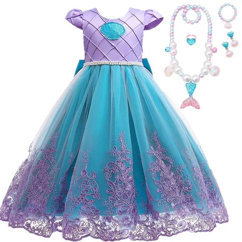 Fancy Mermaid Costume for Girls Cosplay Ariel Princess Birthday Princess Girl Dress Halloween Carnival Party Mermaids Dresses