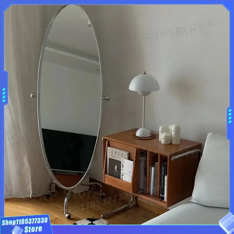Full Length Surfboard Mirror Stainless Steel Movable Floor Standing Mirror for Clothing Store Fitting Room Ins Style Girl