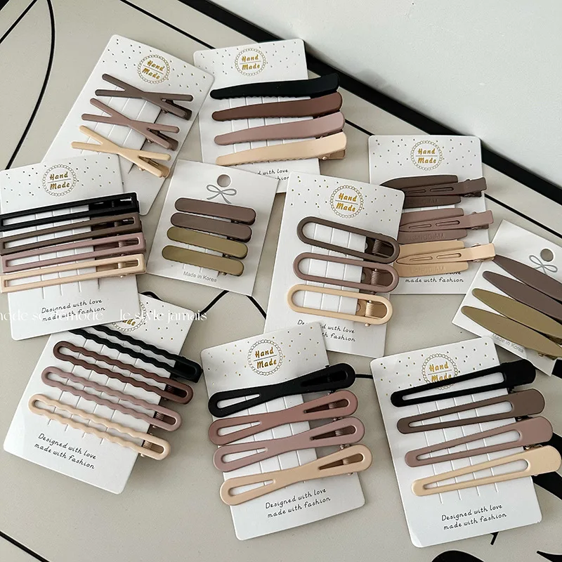 3 قطعة/4 قطعة امرأة الكورية نمط الحليب الشاي القهوة اللون دبابيس الشعر مجموعة الفتيات الموضة banghop مقاطع الشعر المشابك اكسسوارات