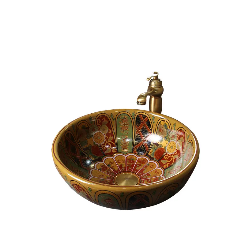 Round European high-end wash basin Bathroom Ceramic South East Asia Platform Basin Art Pool