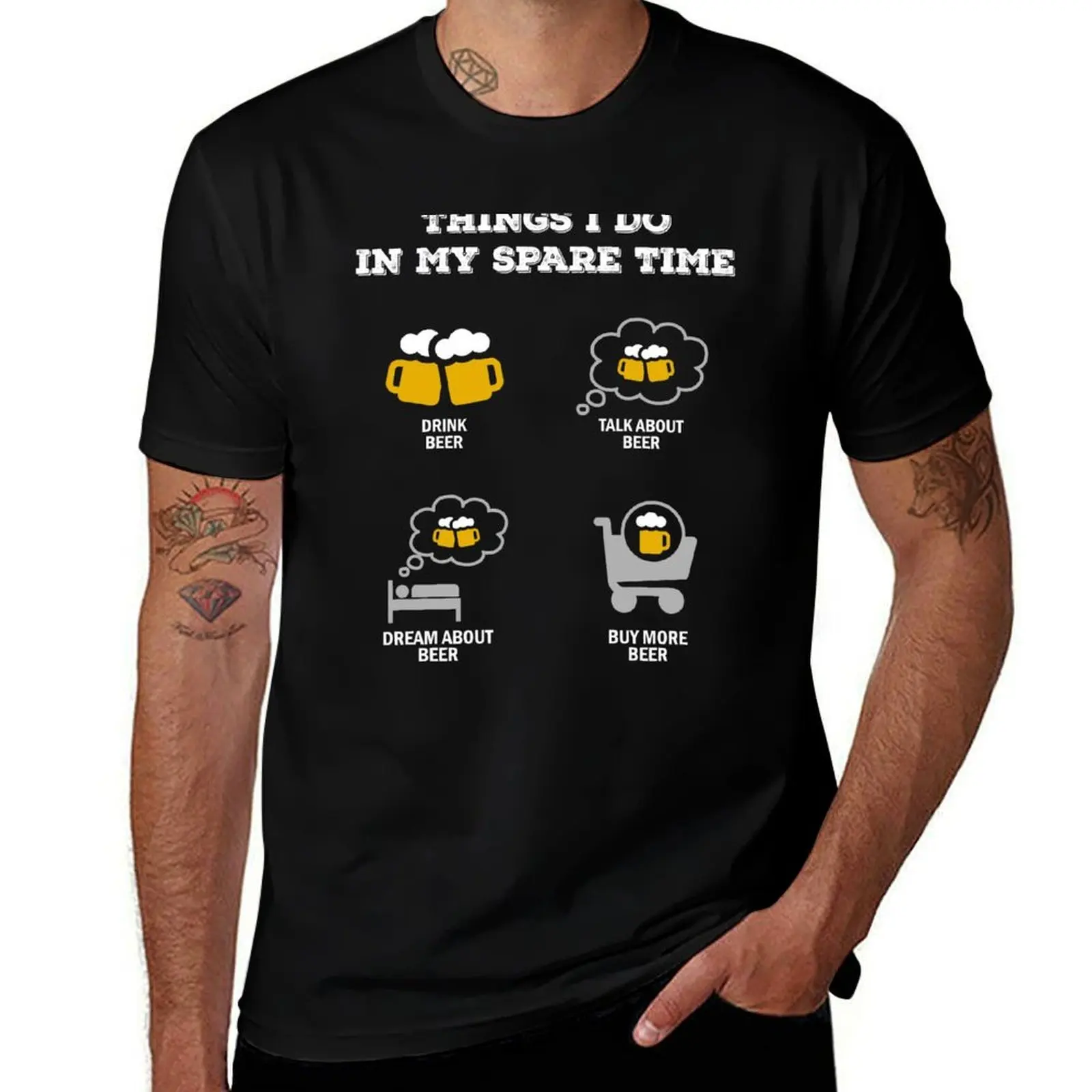 

4 Things I Do In My Spare Time - Drink Beer T-Shirt T-Shirt essential t shirt clothes clothing for men