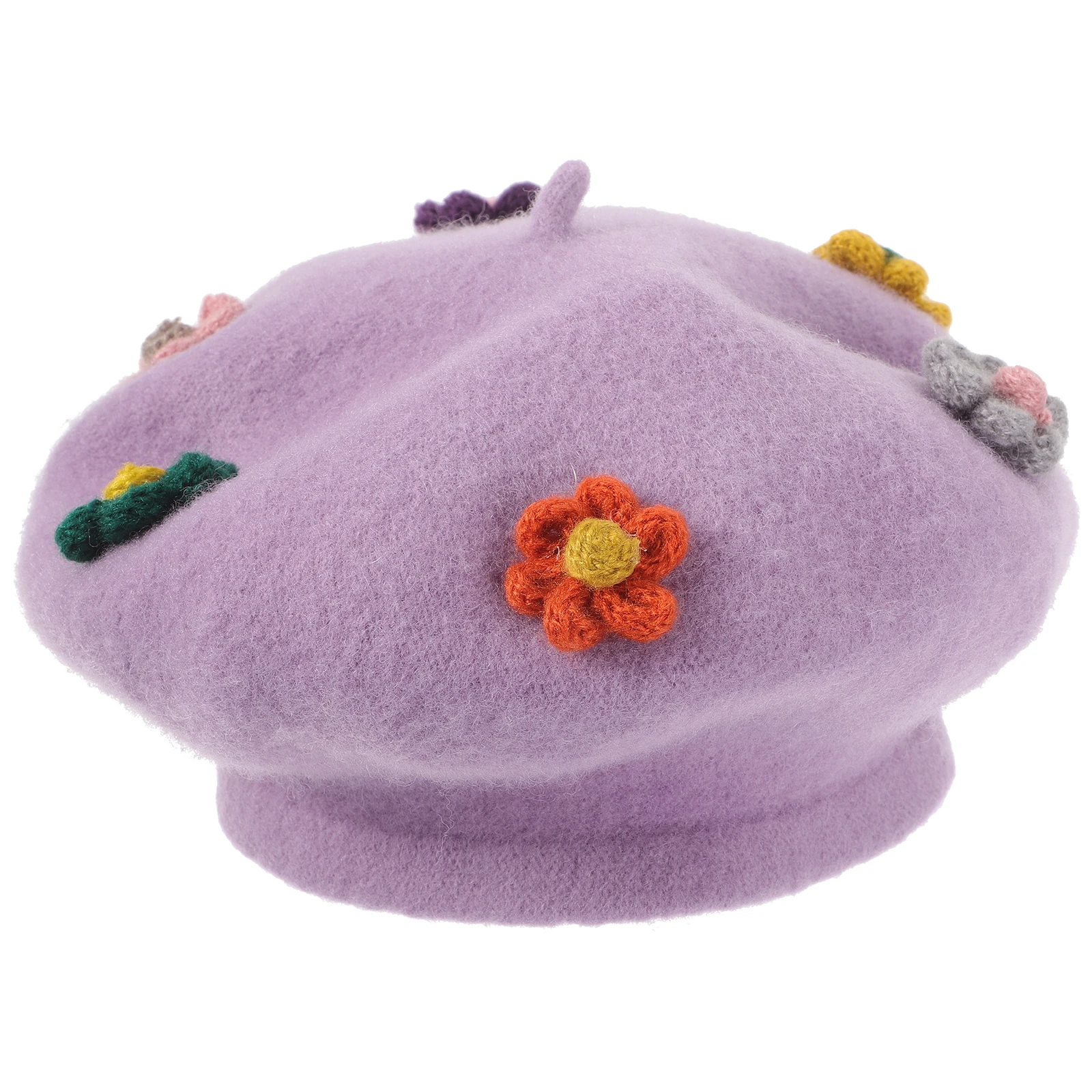 

Hat for s Wool Beret Floral Good-looking Purple Cashmere Lovely Beanie Cap Child Hats