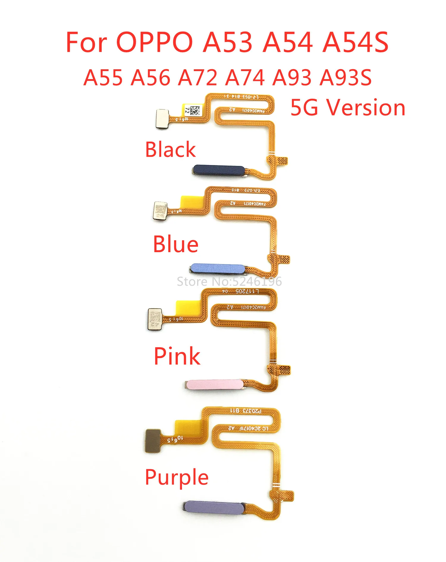 1pcs Fingerprint Sensor Flex Cable For OPPO A53 A54 A54S A55 A56 For OPPO A72 A74 A93 A93S 5G Version Touch ID Replace Part