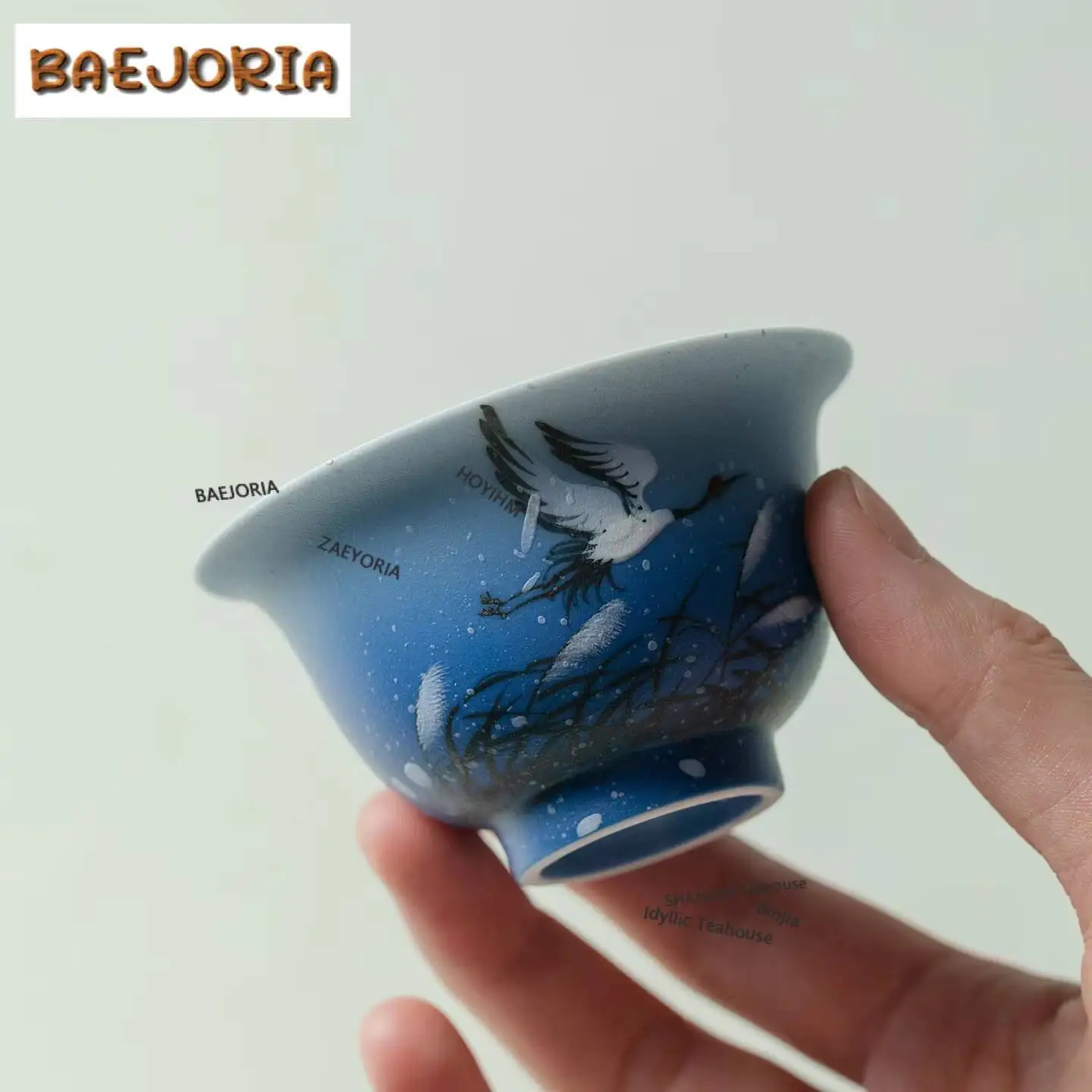 60ml Hand Painted Crane Teacup Vintage Tea Bowl Tea Cup Set Tea-tasting Personal Cup Jianzhan Master Cups Drinkware Ornaments