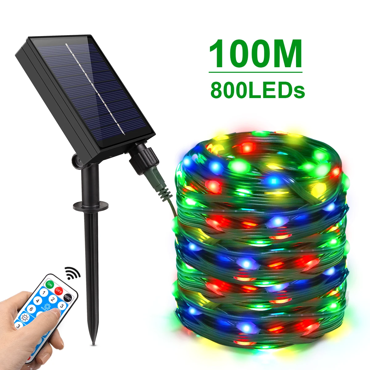 50 متر 100 متر لوحة طاقة شمسية كبيرة LED سلسلة أضواء الشمسية الجنية جارلاند أضواء في الهواء الطلق الفناء الخلفي حديقة عطلة عيد الميلاد ديكور الحفلات